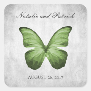 Pegatinas de bodas de mariposa verde