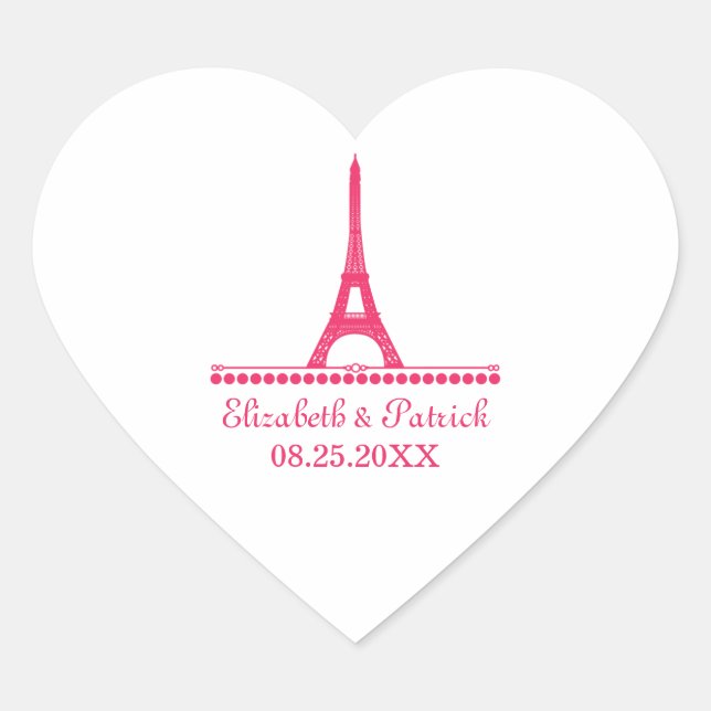 Pegatinas de bodas de Moda parisina, rosa (Anverso)