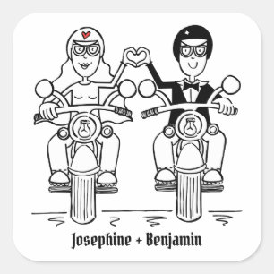 Pegatinas de bodas de motocicletas para motociclis