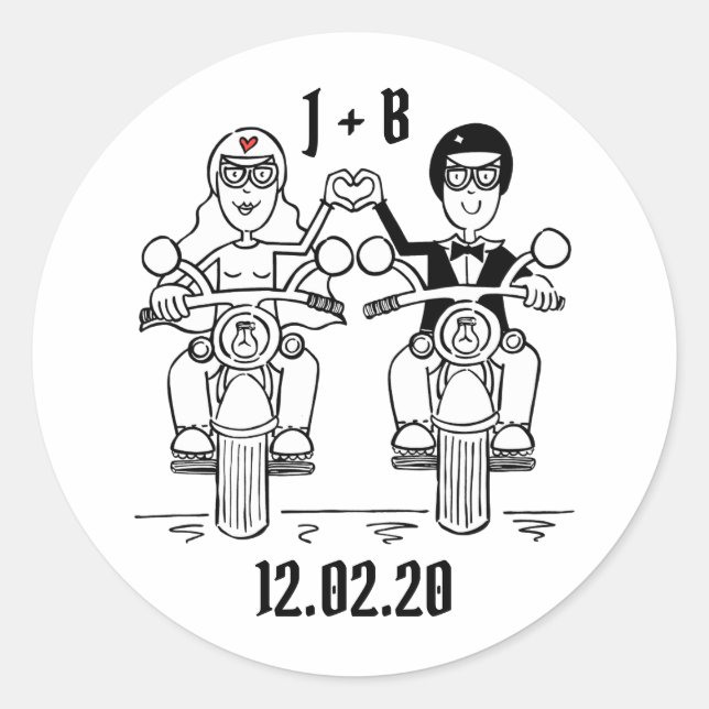 Pegatinas de bodas de motocicletas para motociclis (Anverso)