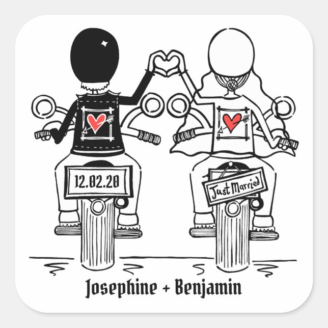 Pegatinas de bodas de motocicletas para motociclis (Anverso)