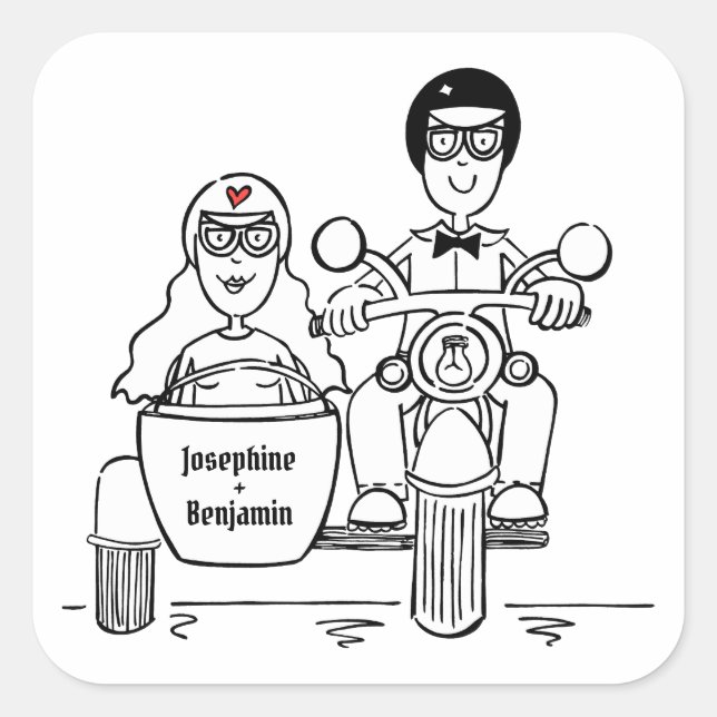 Pegatinas de bodas de motocicletas para motociclis (Anverso)