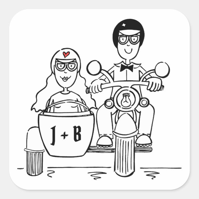 Pegatinas de bodas de motocicletas para motociclis (Anverso)