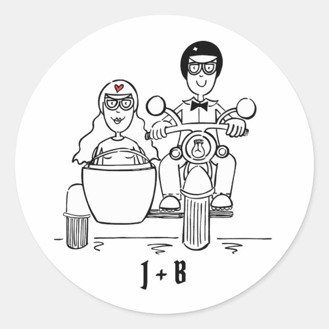 Pegatinas de bodas de motocicletas para motociclis (Anverso)