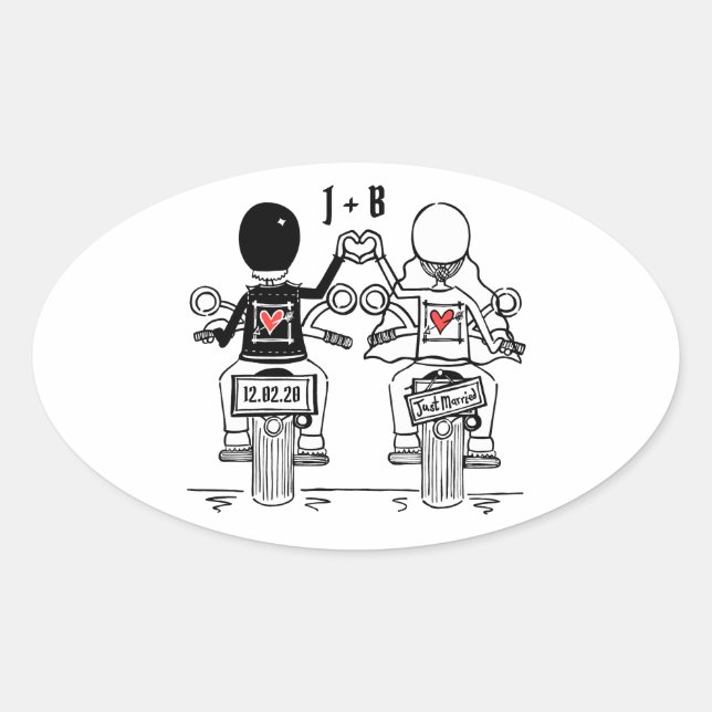 Pegatinas de bodas de motocicletas para motociclis (Anverso)