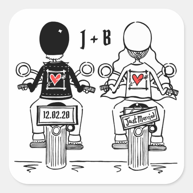Pegatinas de bodas de motocicletas para motociclis (Anverso)