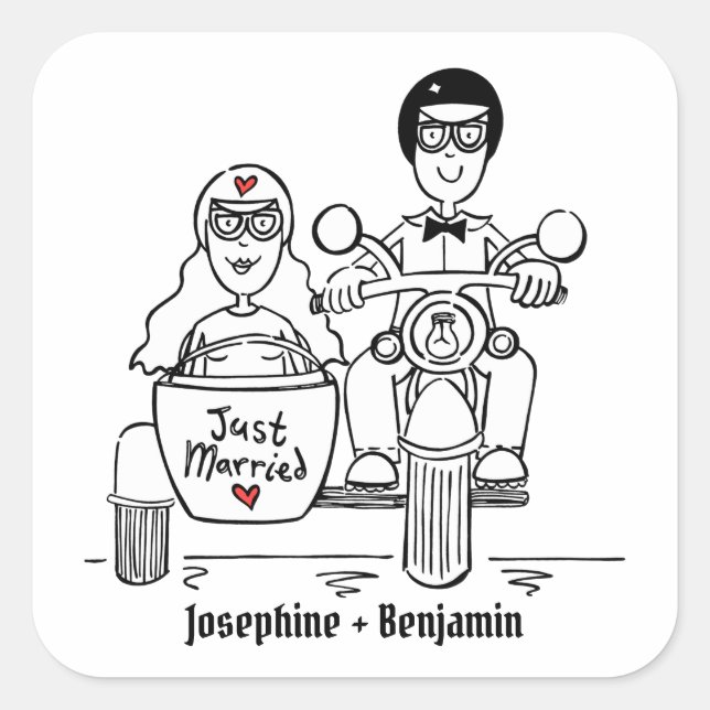 Pegatinas de bodas de motocicletas para motociclis (Anverso)