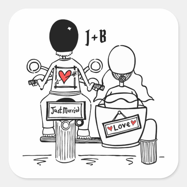 Pegatinas de bodas de motocicletas para motociclis (Anverso)