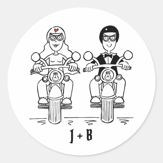 Pegatinas de bodas de motocicletas para motociclis (Anverso)