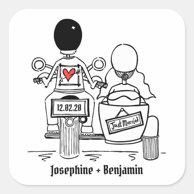 Pegatinas de bodas de motocicletas para motociclis (Anverso)