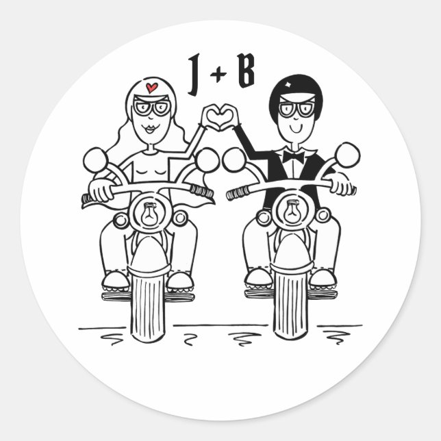 Pegatinas de bodas de motocicletas para motociclis (Anverso)