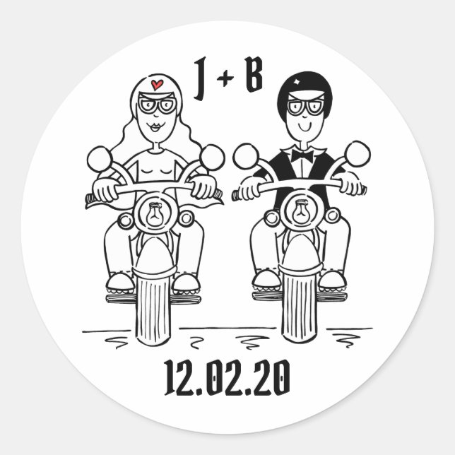 Pegatinas de bodas de motocicletas para motociclis (Anverso)