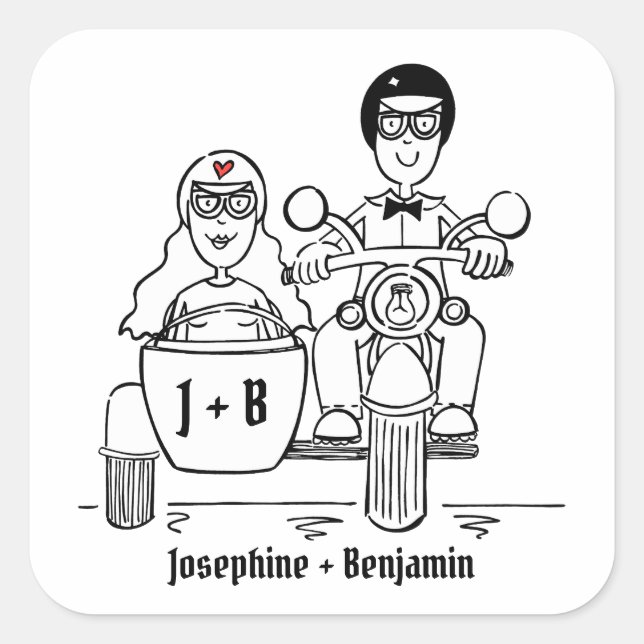 Pegatinas de bodas de motocicletas para motociclis (Anverso)