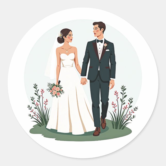 Pegatinas de bodas de novias y novias (Anverso)