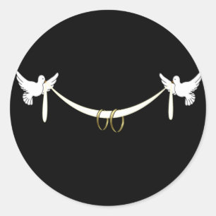 Pegatinas de bodas de palomas blancas