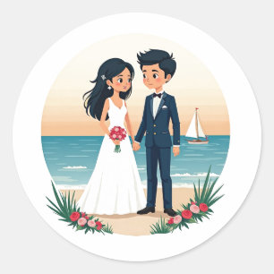Pegatinas de bodas de playa