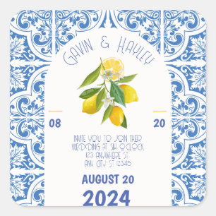 Pegatinas de bodas de Portugal - Azulejos azules y