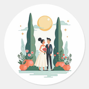 Pegatinas de bodas de romance de jardín