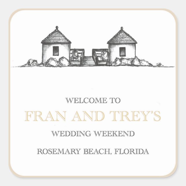 Pegatinas de bodas de Rosemary Beach (Anverso)