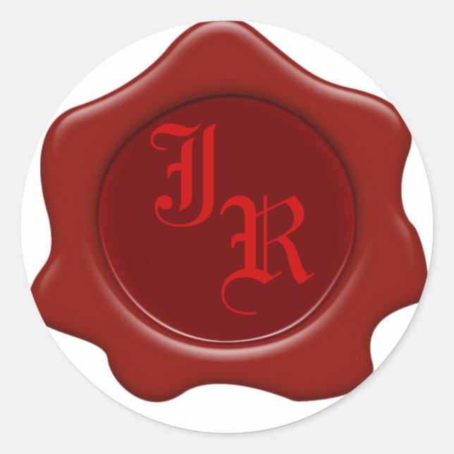 Pegatinas de bodas de sellado de cera roja monogra (Anverso)