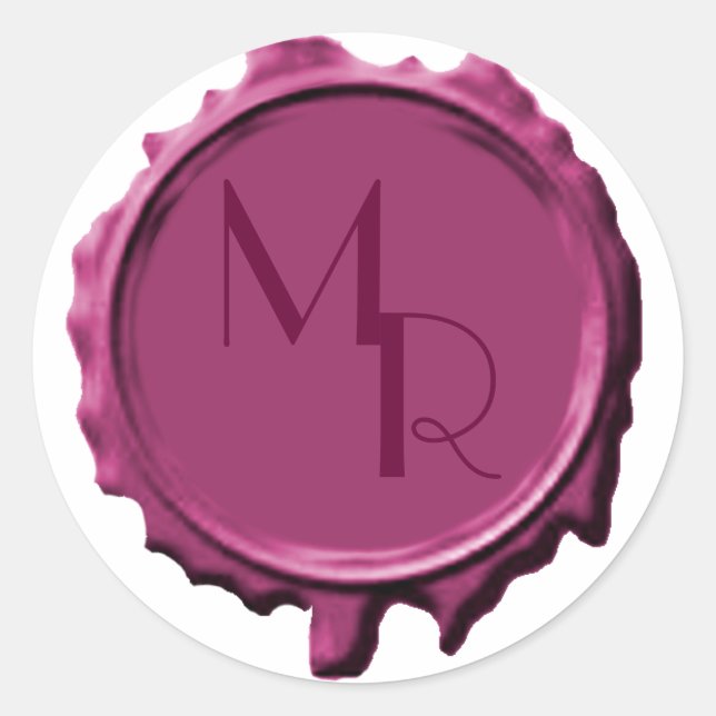 Pegatinas de bodas de sellado de monograma malva (Anverso)