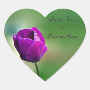 Pegatinas de bodas de tulipán morado