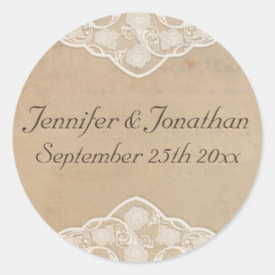 Pegatinas de bodas de vintage y luce