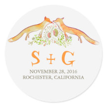 Pegatinas de bodas de zorros