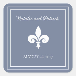 Pegatinas de bodas Dusty Blue Fleur de Lis