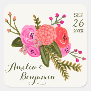 Pegatinas de bodas en el jardín vintage