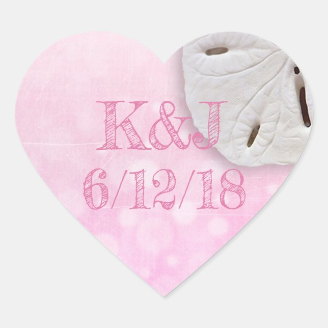 Pegatinas de bodas en la costa del dólar de arena  (Anverso)