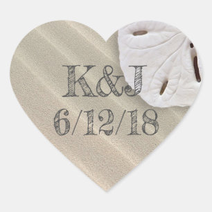 Pegatinas de bodas en la costa del dólar de arena