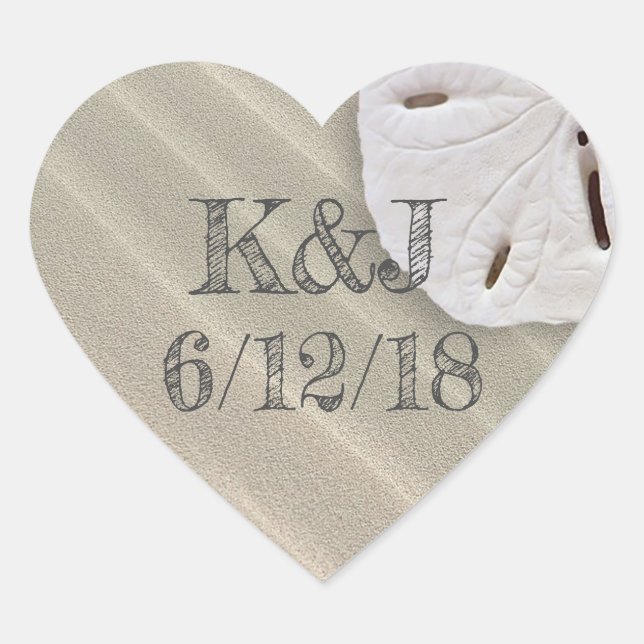 Pegatinas de bodas en la costa del dólar de arena (Anverso)