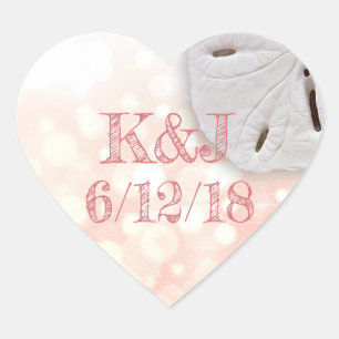 Pegatinas de bodas en la costa del dólar de arena 