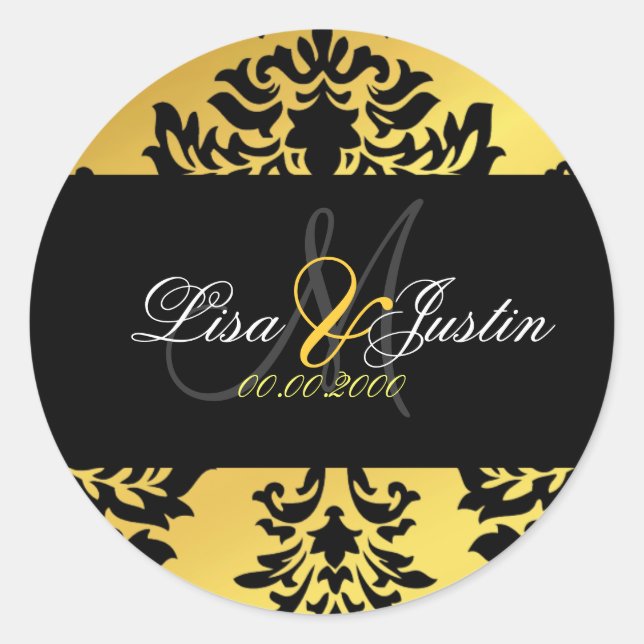 Pegatinas de bodas en monograma de PixDezines dama (Anverso)