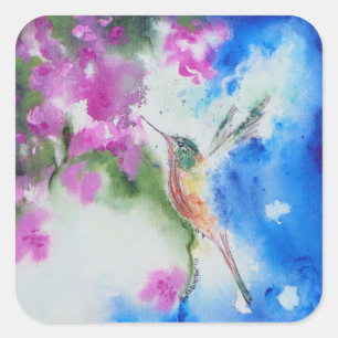 Pegatinas de bodas florales de colibrí de colibrí