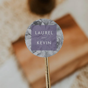 Pegatinas de bodas florales de época Violeta