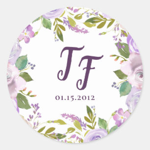 Pegatinas de bodas florales en acuarela de Lilac