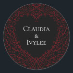Pegatinas de bodas góticas de corazón rojo y negro<br><div class="desc">Nuestras hermosas pegatinas de bodas góticas de corazón rojo y negro son oscuras,  pero encantadoras con nuestro diseño artístico de desplazamiento. Están diseñados en una colección de varios elementos para que todo tu boda pueda ser coordinado con el mismo estilo.</div>