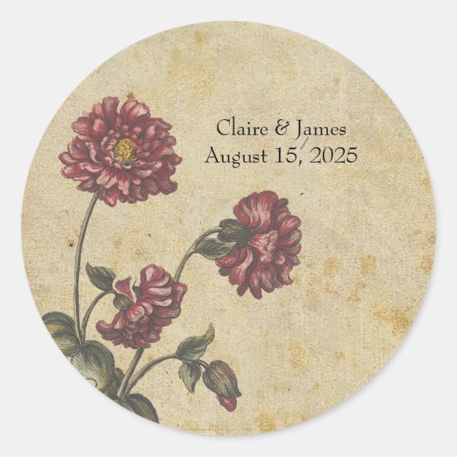 Pegatinas de bodas góticas de romance - Oscuro y e (Anverso)