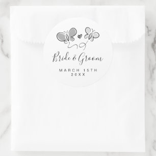 Pegatinas de bodas lúdicas con diseño de mariposa 