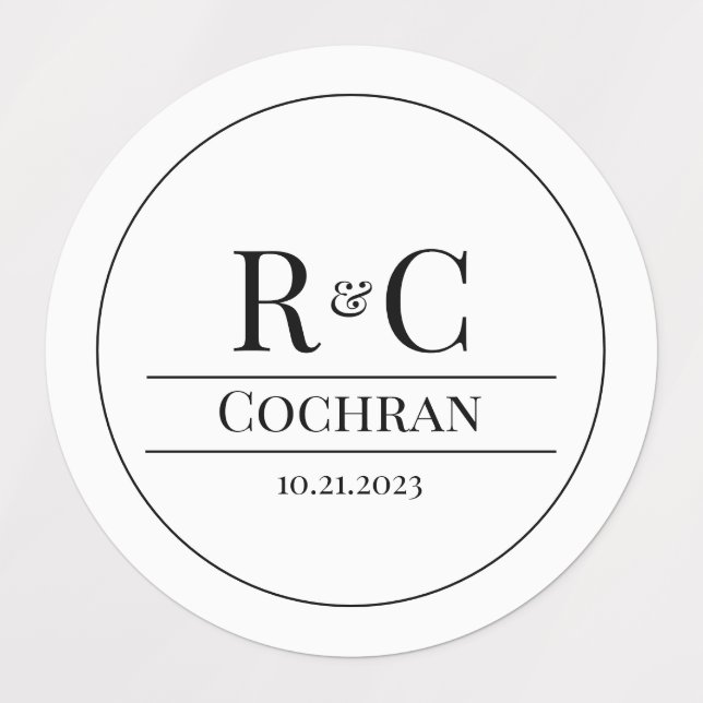 Pegatinas de bodas monográficas modernas (Diseño 1)