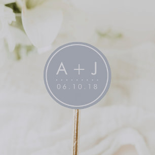 Pegatinas de bodas monográficas modernas Slate
