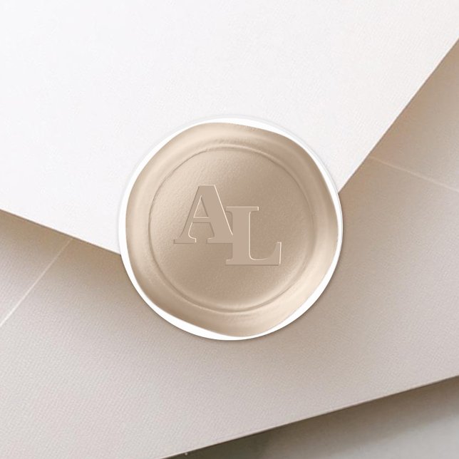 Pegatinas de bodas monograma de sellado de cera de (Bisque Sand Monogram Wax Seal Stickers)