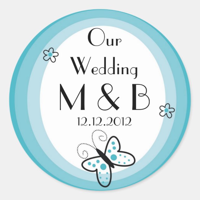 Pegatinas de bodas monogramadas (Anverso)