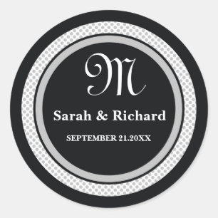 Pegatinas de bodas monogramadas: puntos de polka n