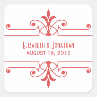 Pegatinas de bodas ornamentales rojas v2