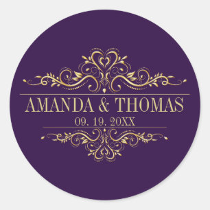 Pegatinas de bodas personalizadas con marco elegan