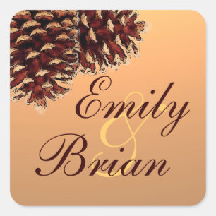 Pegatinas de bodas personalizados de pinecone de o