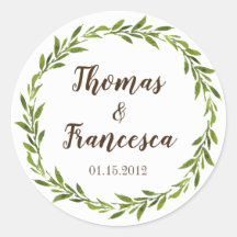 Pegatinas de bodas rusticas de color de agua verde
